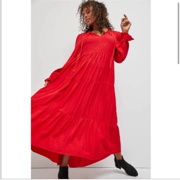 Anthropologie Maeve Wendy Red Tiered Maxi Dress Size 1X - Picture 4 of 16